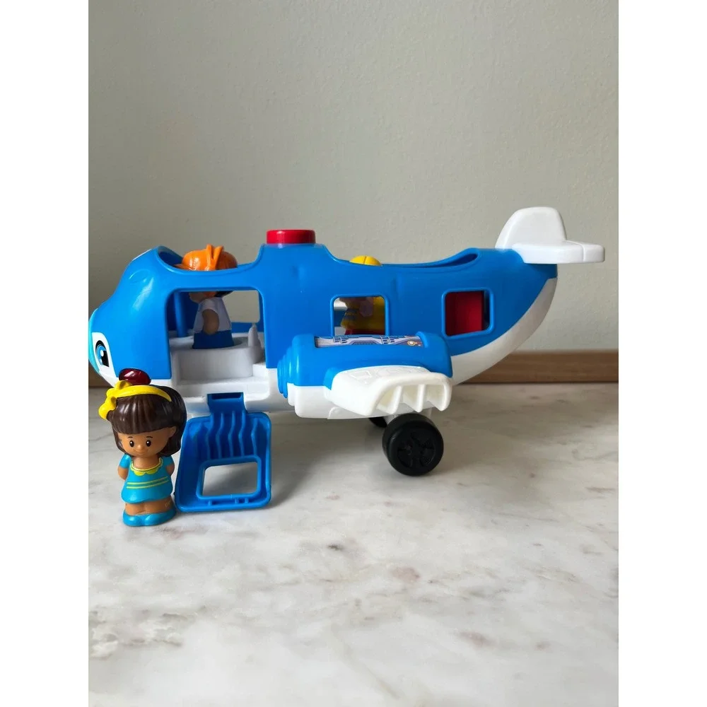 Fisher-Price Little People Travel Together Airplane Musical Toy Blue Jet Works
